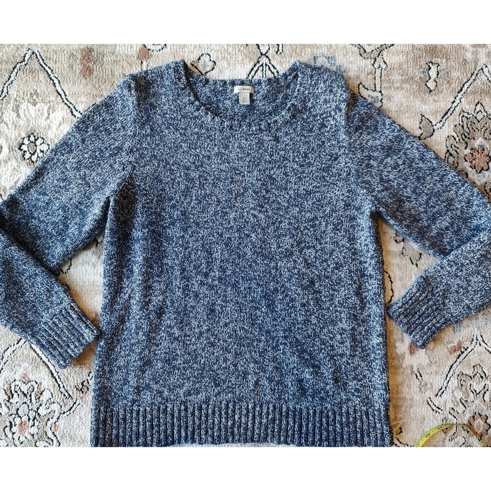 LL Bean Women's Blue Heavy Chunky Knit Sweater Long Sleeve Comfy Seaside Size XL